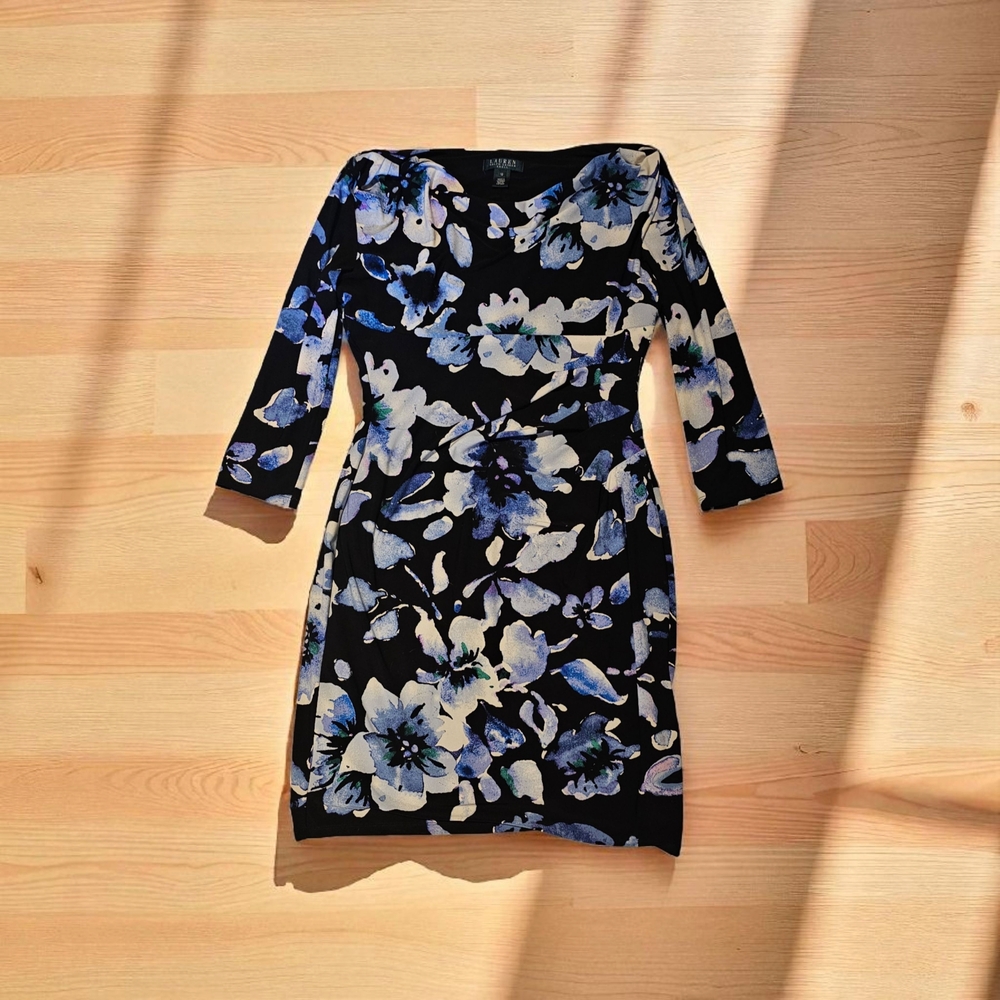 Lauren Ralph Lauren Black and Blue Floral Dress